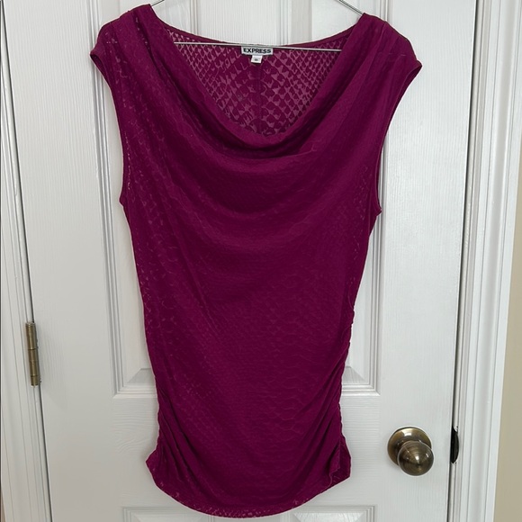 Express Purple Ruched Sleeveless Blouse - Picture 1 of 2